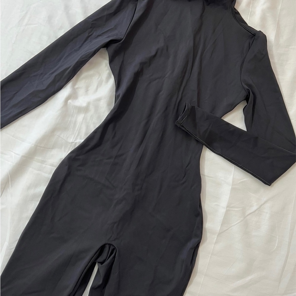 SKIMS Black All-In-One Jumpsuit Short Long Sleeve Size Small S Onyx Body Shape